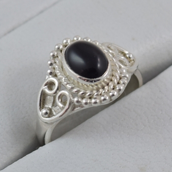 Bohemian silver ring with natural gemstone
